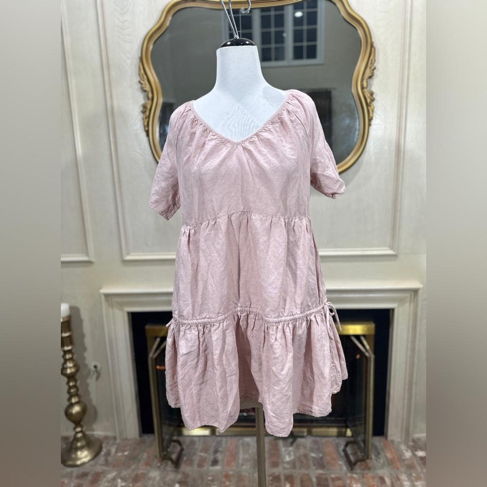 Madewell Lorelei Linen Blend Mini Dress Blush Pink Cottagecore Soft Girl - Picture 3 of 10